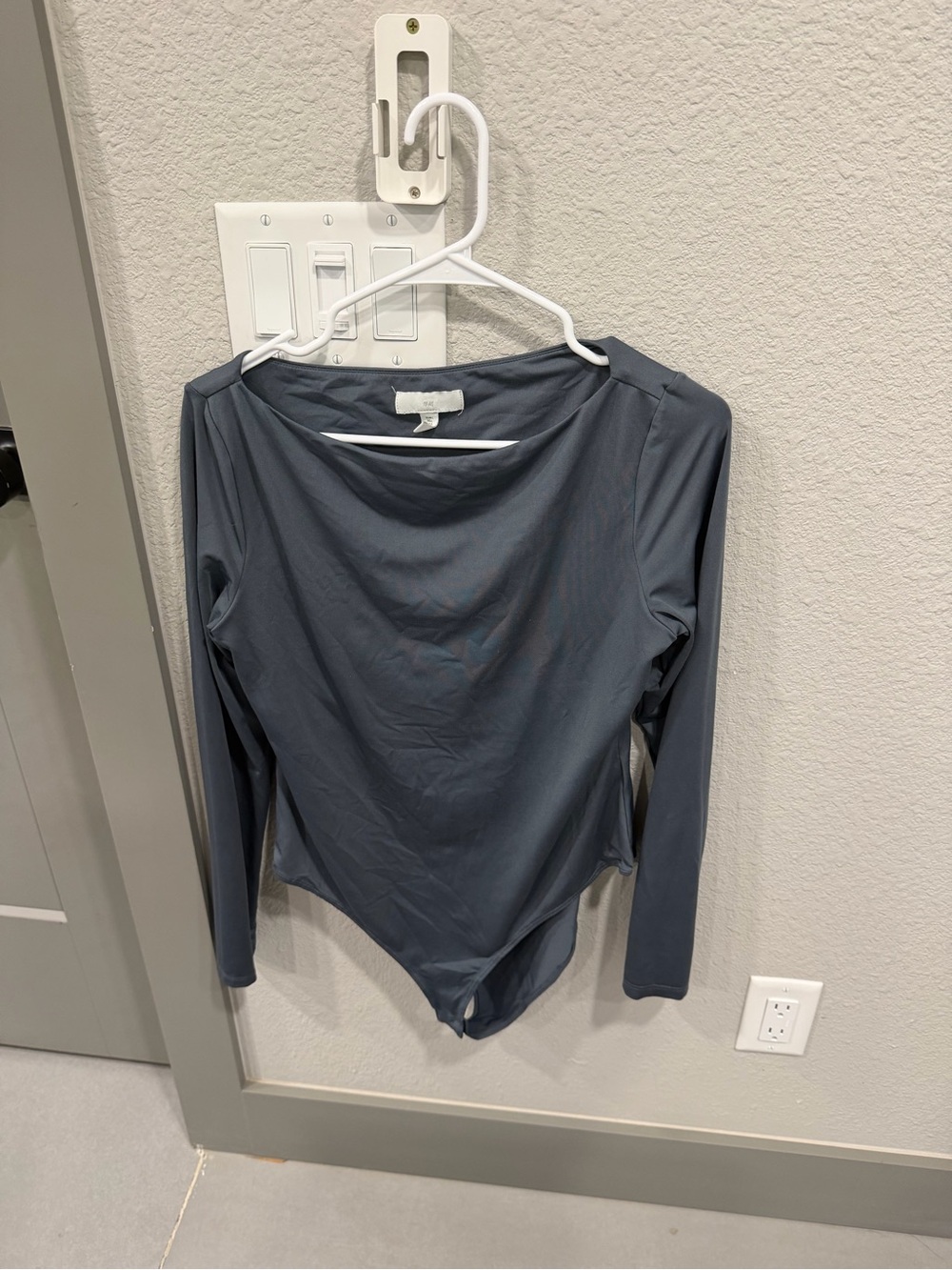 H&M Slate Blue Long-Sleeve Scoop Neck Bodysuit